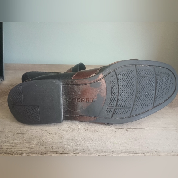 Sperry Mens Leather Penny Loafers 10.5 Black Brown Business Academia Old Money - Picture 11 of 11